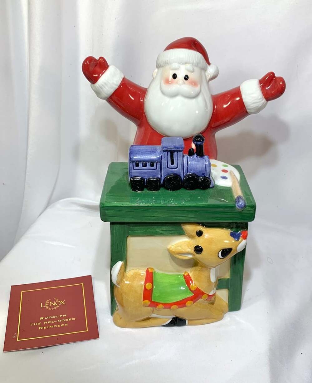 Santa’s Workbench Lenox with Rudolph cookie jar